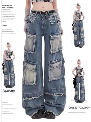 New High Street Three Dimensional Multi-pocket Tooling Jeans