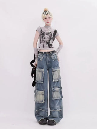 New High Street Three Dimensional Multi-pocket Tooling Jeans