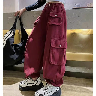 Fashion Pure Color Casual Cargo Pants