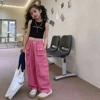 Fashion Pure Color Casual Cargo Pants