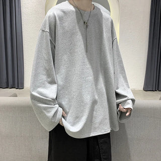 Loose Sweatshirts Men Solid Neutral Streetwear Fashion  T Shirt