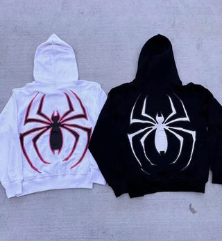 Spider Print Hip Hop Zip Up Long Sleeve Jacket