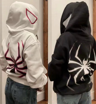 Spider Print Hip Hop Zip Up Long Sleeve Jacket