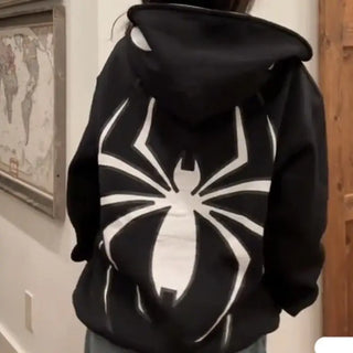 Spider Print Hip Hop Zip Up Long Sleeve Jacket